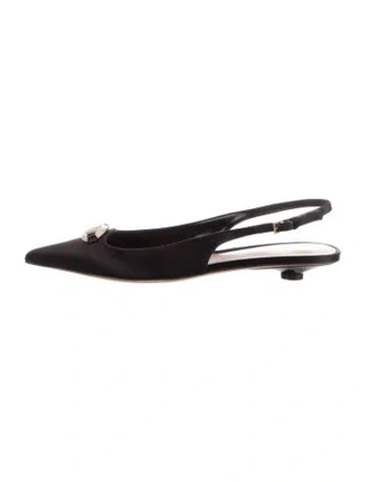 Pre-owned Valentino Garavani Satin Slingback Flats In Black