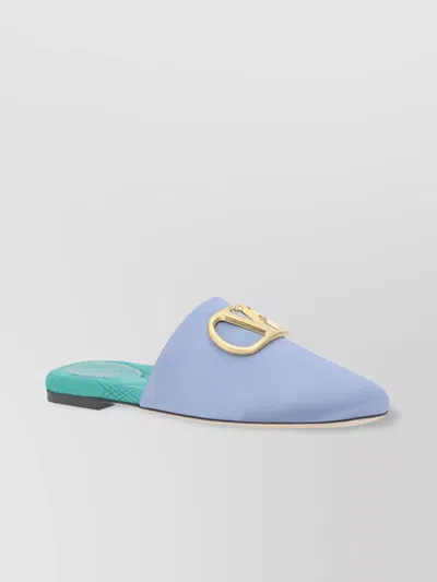 Valentino Garavani Satin Slip-ons Featuring Vlogo In Blue