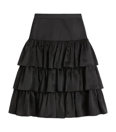 VALENTINO SATIN TIERED MIDI SKIRT