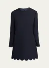Valentino Scalloped Hem Mini Dress In Navy