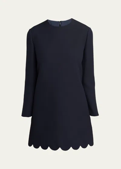 Valentino Scalloped Hem Mini Dress In Blue