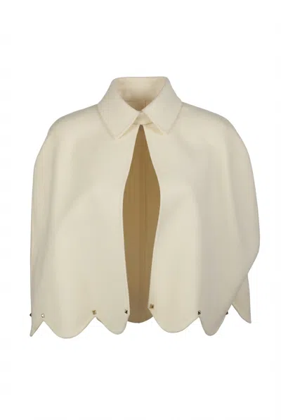 Valentino Scalloped Studded Cape In White