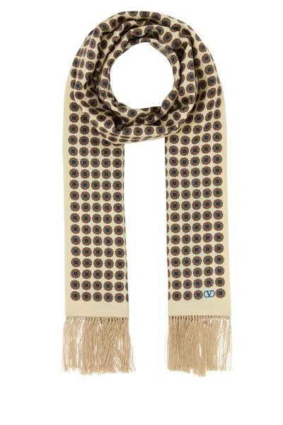 Valentino Silk Scarf Featuring Fringe Detail And Patterned Design In Multi