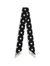 Valentino Slim Polka Dot Scarf With Contrast Edging In Black