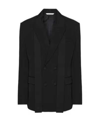 VALENTINO SCARF-COLLAR DOUBLE-BREASTED WOOL JACKET