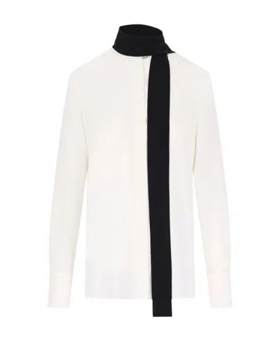 Valentino Scarf-detail Georgette Blouse In Ivory Black