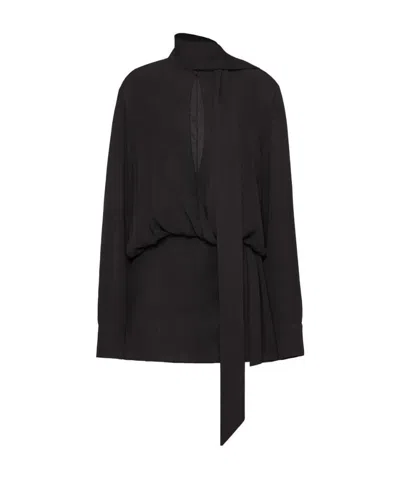 Valentino Scarf Detail Mini Dress In Black