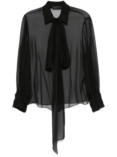 Valentino Scarf-detail Shirt In Black