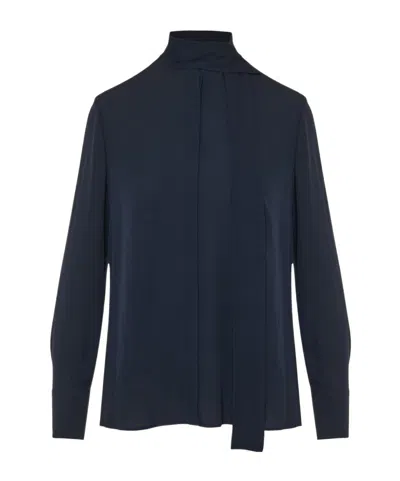 Valentino Scarf Detail Silk Shirt In Black