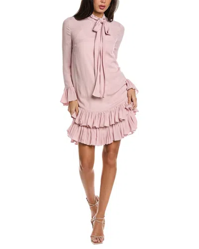 Valentino Scarf Neck Silk Shift Dress In Pink