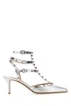 Valentino Silver Leather Rockstud Pumps