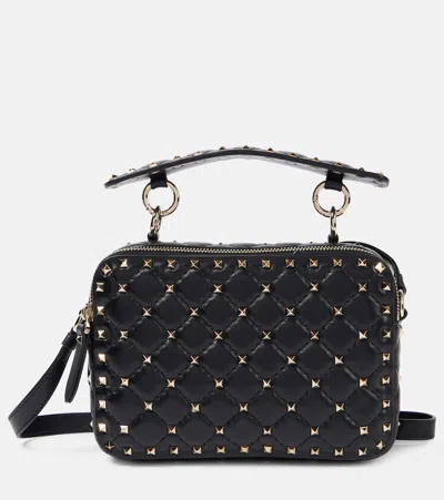 Valentino Garavani Borsa A Tracolla Compatta Trapuntata Con Borchie Dorate Nera Women In Black