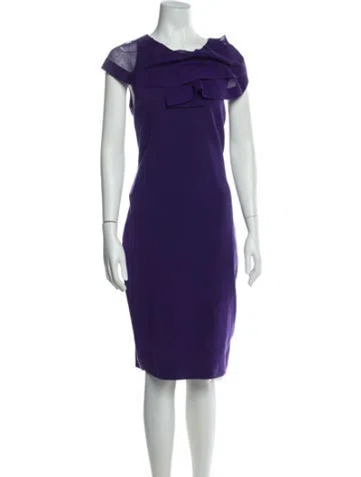 Pre-owned Valentino Scoop Neck Knee-length Dress In Purple