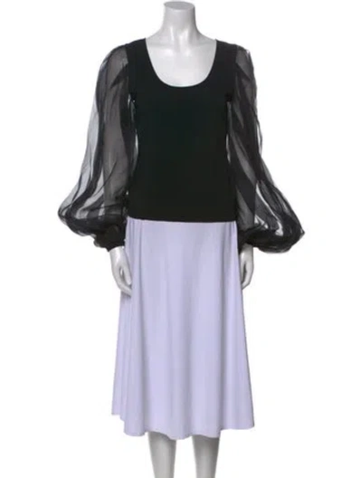 Pre-owned Valentino Scoop Neck Long Sleeve Blouse In Black