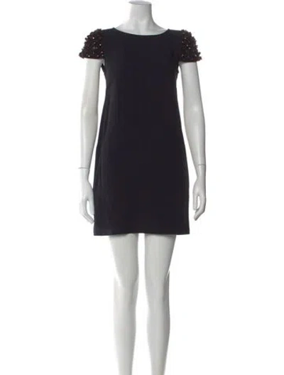 Pre-owned Valentino Scoop Neck Mini Dress In Black