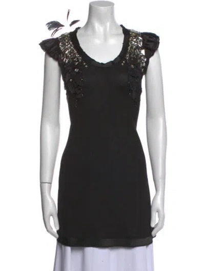 Pre-owned Valentino Scoop Neck Short Sleeve Tunic In Black