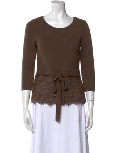 Pre-owned Valentino Scoop Neck Sweater In Brown