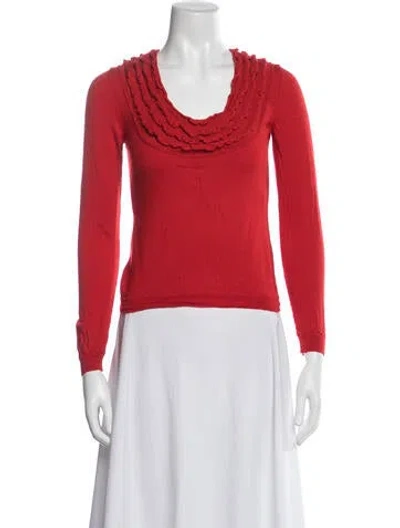 Pre-owned Valentino Scoop Neck Sweater In Red