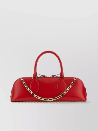 Valentino Garavani Sculpted Chain Stud Top Handle Bag In Red