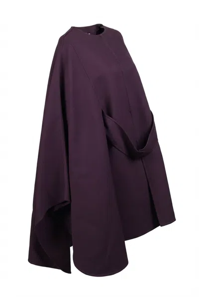 Valentino Sculptural Silk Cape In Burgundy