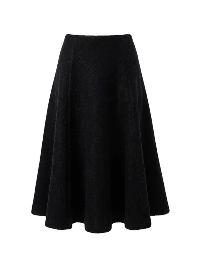 Valentino Seam-detail Midi Skirt In Black