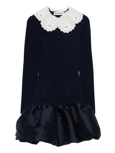 Valentino Self-portrait Mini Dress In Black