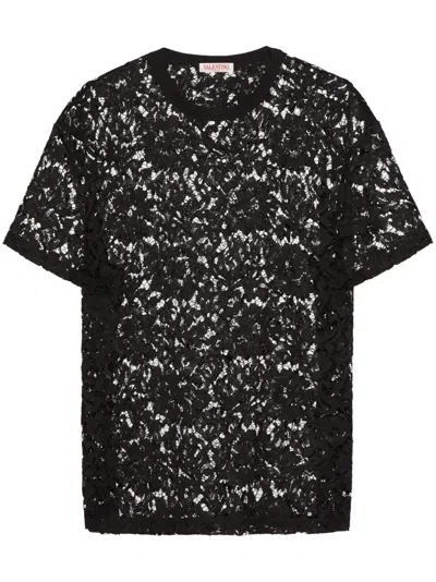 Valentino Lace T-shirt In Black
