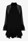 Valentino Chiffon Dress With Bow Detail And Ruffle Hem In Black