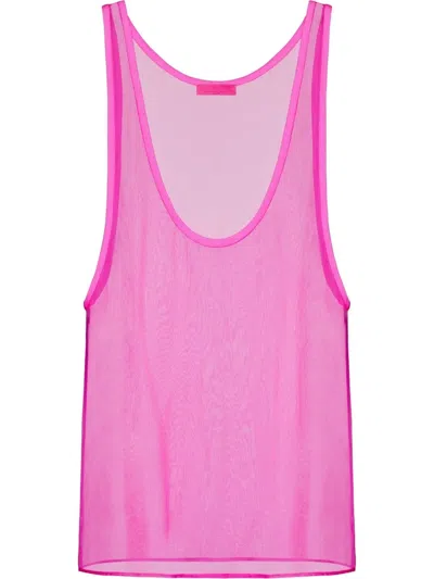 Valentino Semi-sheer Silk Chiffon Tank Top In Pink