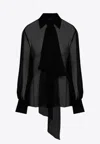 Valentino Georgette Shirt With Maxi Lavall In Black