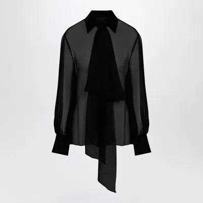 VALENTINO VALENTINO  SEMI-TRANSPARENT BLACK SILK CHIFFON SHIRT