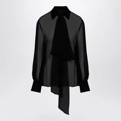 VALENTINO SEMI-TRANSPARENT BLACK SILK CHIFFON SHIRT