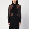 Valentino Semi-transparent Black Silk Chiffon Shirt In Black