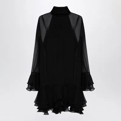 VALENTINO SEMI TRANSPARENT BLACK SILK DRESS
