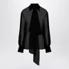 Valentino Semi-transparent Black Silk Chiffon Shirt In Black