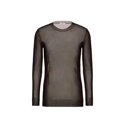 Valentino Semi-transparent Sweater Men In Black