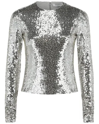 Valentino Sequin Bodysuit In 00025-silver