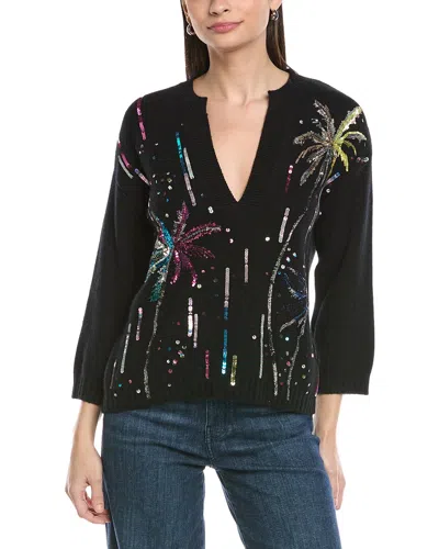 Valentino Sequin Cashmere Sweater In Black