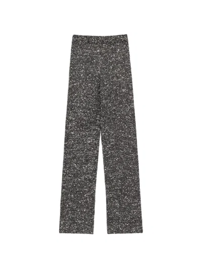 Valentino Sequin Elastic Straight Trousers In Gray