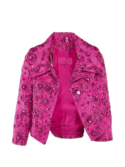 Pre-owned Valentino Sequin Embellished Brocade Jacket In Pink