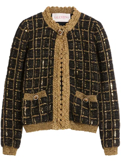 Valentino Sequin-embellished Cardigan In Black