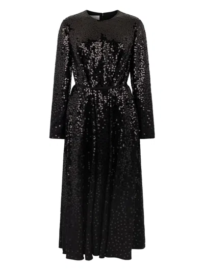 Valentino Sequin-embellished Dress In Black