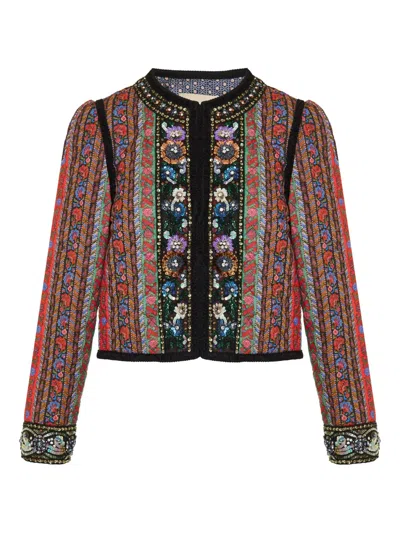 Valentino Sequin-embellished Floral Jacket In Multi