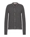Valentino Wool Cardigan With Embroidered Trim In Black
