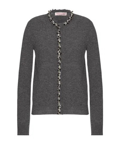 VALENTINO VALENTINO EMBELLISHED CREWNECK CARDIGAN