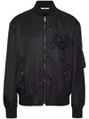 Valentino Sequin-embellished Zip-up Bomber Jacket In Black