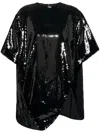 Valentino Sequin-embroidered Organza T-shirt In Black