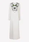 Valentino Embroidered Sequined Silk-crepe Maxi Dress In White
