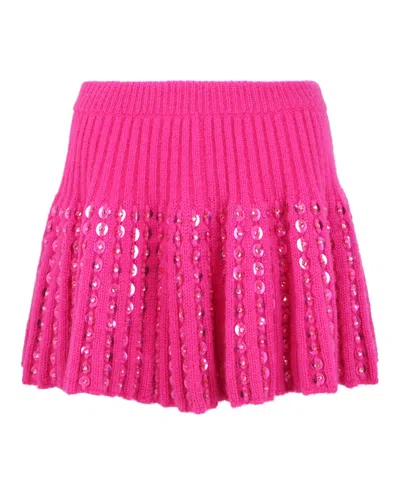Valentino Sequin Flare Mini Skirt In Pink