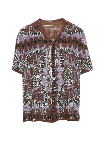 Pre-owned Valentino Sequin Logo Shirt In Brown
